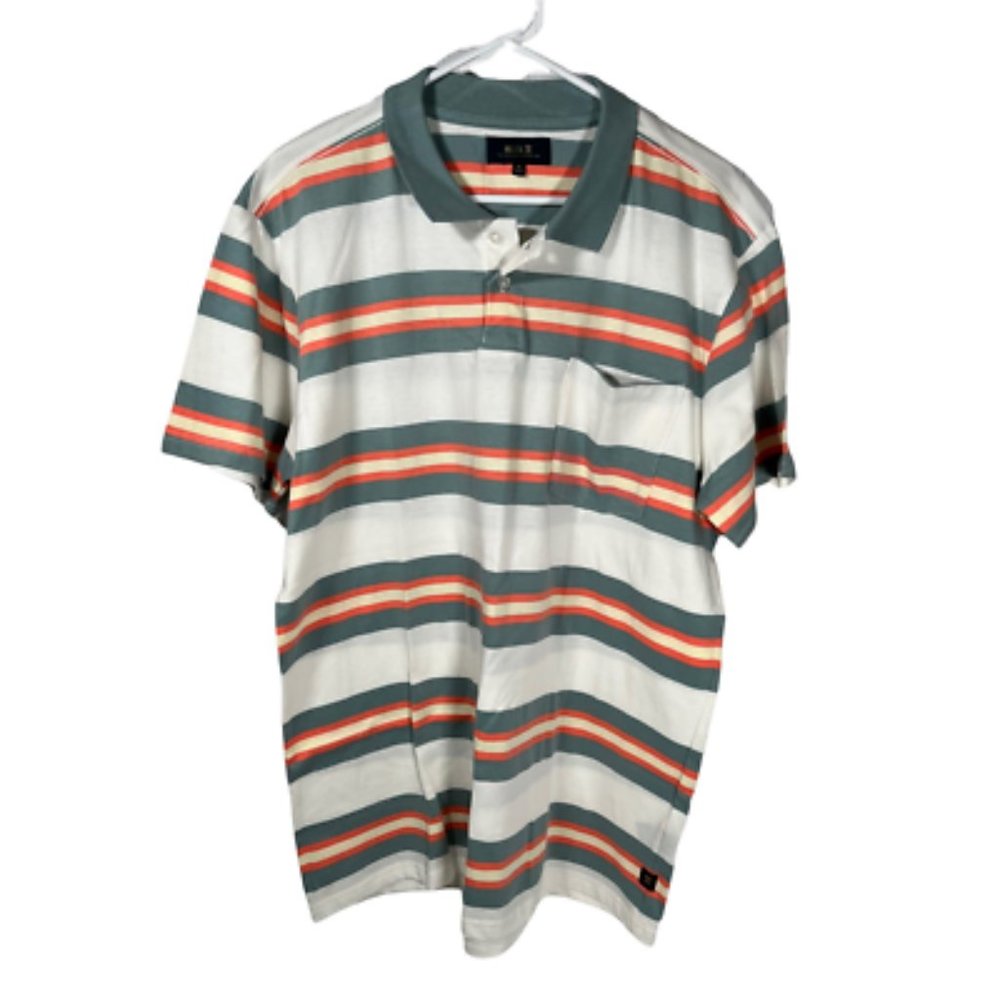 Roark Men's Polo Shirt Multicolor Stripe Short Sleeve Pocket 100% Cotton XL
